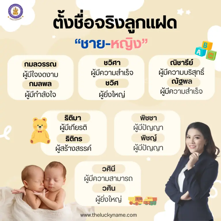 ตั้งชื่อจริงลูกแฝด ชาย-หญิงพร้อมความหมาย​