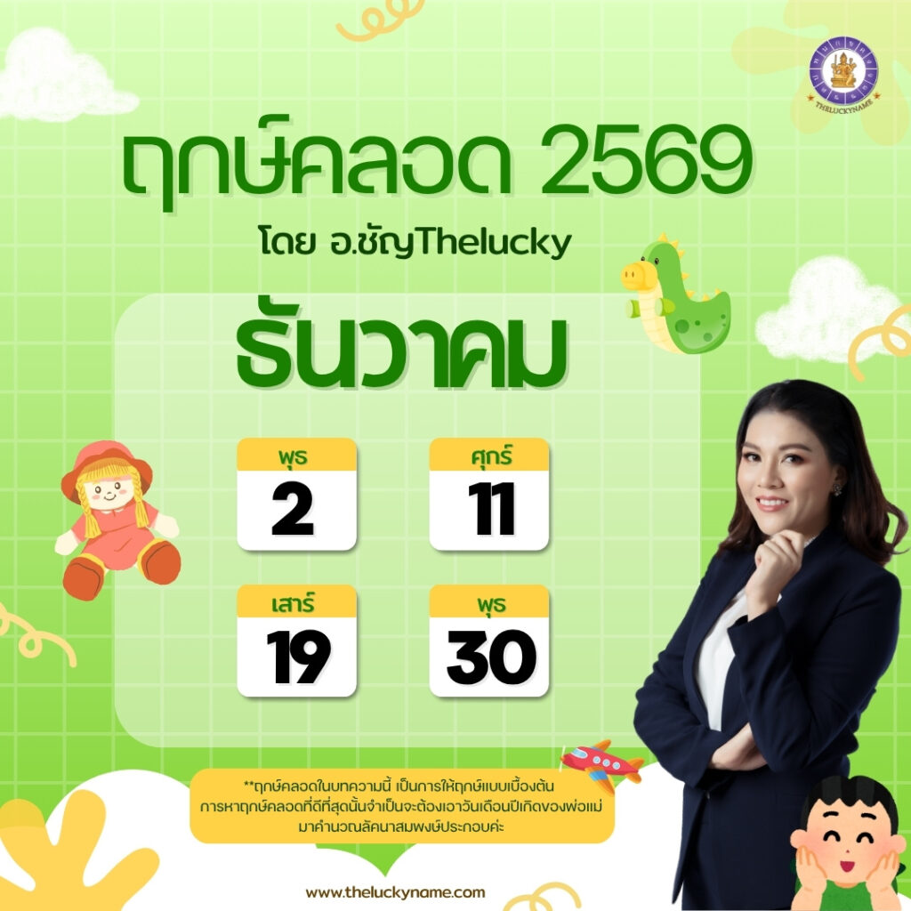 ฤกษ์คลอดเดือนธันวาคม 2569